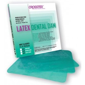 Crosstex International 19401 Dental Dam, Heavy, Green,  6" x 6", Mint, 36 sheets/bx