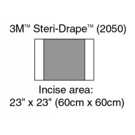 3M Health Care 2050 Incise Drape, Overall 35" x 23", Incise 23" x 23", 10/bx, 4 bx/cs (Continental US+HI Only)
