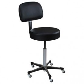 Blickman Industries 1021113325 Exam Stool 1113, Black, (5) Leg, Black Composite Base, Backrest (DROP SHIP ONLY)