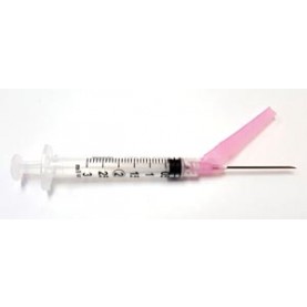 Exel Corporation 27110 Safety Syringe (3 mL) w/ Safety Needle (18G x 1½"), 50/bx, 8 bx/cs