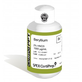 Claritas PPT Grade Beryllium for ICP-MS, 1,000 ug/mL (1,000 PPM), 125 mL, in 2% HNO3, SPEX Certiprep, CLBE2-2Y