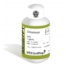 Claritas PPT Grade Chromium +6 for ICP-MS, 1 ug/mL (1 PPM), 125 mL, in H2O, SPEX Certiprep, CLCR9-1BY