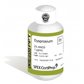 Claritas PPT Grade Dysprosium for ICP-MS, 1 ug/mL (1 PPM), 125 mL, in 2% HNO3, SPEX Certiprep, CLDY2-1BY