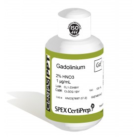 Claritas PPT Grade Gadolinium for ICP-MS, 1 ug/mL (1 PPM), 125 mL, in 2% HNO3, SPEX Certiprep, CLGD2-1BY