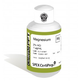 Claritas PPT Grade Magnesium for ICP-MS, 1 ug/mL (1 PPM), 125 mL, in 2% HCl, SPEX Certiprep, CLMG1-1BY