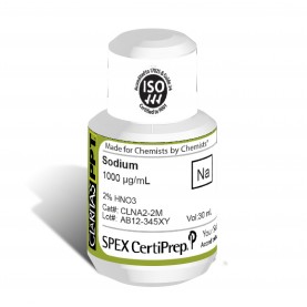 Claritas PPT Grade Sodium for ICP-MS, 1,000 ug/mL (1,000 PPM), 30 mL, in 2% HNO3, SPEX Certiprep, CLNA2-2M