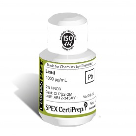 Claritas PPT Grade Lead for ICP-MS, 1,000 ug/mL (1,000 PPM), 30 mL, in 2% HNO3, SPEX Certiprep, CLPB2-2M