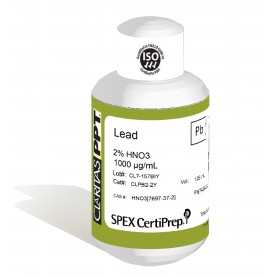 Claritas PPT Grade Lead for ICP-MS, 1,000 ug/mL (1,000 PPM), 125 mL, in 2% HNO3, SPEX Certiprep, CLPB2-2Y