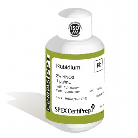 Claritas PPT Grade Rubidium for ICP-MS, 1 ug/mL (1 PPM), 125 mL, in 2% HNO3, SPEX Certiprep, CLRB2-1BY