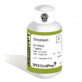 Claritas PPT Grade Zirconium for ICP-MS, 1 ug/mL (1 PPM), 125 mL, in 2% HNO3, SPEX Certiprep, CLZR2-1BY