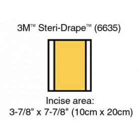 3M Health Care 6635 Incise Drape, Overall 5 7/8" x 7 7/8", Incise: 3 7/8" x 7 7/8", 10/bx, 4 bx/cs (Continental US+HI Only)