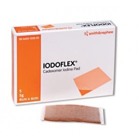 Smith & Nephew, Inc. 6602133005 Iodoflex Wound Pad, 5 x 5gm (0.9% Cadexomer iodine), 5/bx, 12 bx/cs (US Only)