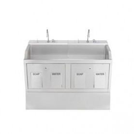 Blickman Industries 1339882P00 Lodi Scrub Sink, (2) Place, Pedestal Mounted, Knee Action Control, Infrared Water Control (DROP SHIP ONLY)
