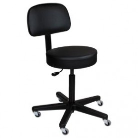 Blickman Industries 1041210325 Pneumatic Exam Stool, Black, (5) Leg, Black Composite Base, Backrest (DROP SHIP ONLY)