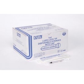 Exel Corporation 26049 Tuberculin Syringe Only, 1cc, Low Dead Space Plunger, Luer Lock with Cap, 100/bx, 10 bx/cs