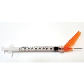 Exel Corporation 27044 Safety Syringe (1 mL) w/ Safety Needle (25G x 5/8"), 50/bx, 6 bx/cs