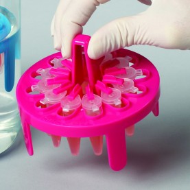 Bel-Art PrepSafe Microtube Mini Floating Rack, 12-Well, Fits 1.5 and 2.0 mL Tubes, Fuchsia