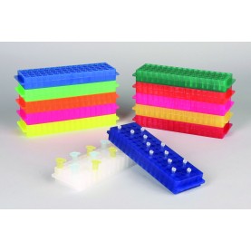 Bel-Art 80-Well Reversible PCR and Microtube Rack, Fits 0.2, 1.5, and 2.0 mL Tubes, Assorted Fluorescent Colors