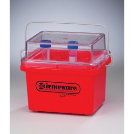 Bel-Art 0ºC Cryo-Safe Mini Cooler, 4x3 layout, Holds 0.5 or 1.5 mL Tubes or Vials, Red