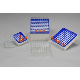 Bel-Art Cryo-Safe Polycarbonate Cryobox, 9x9 Layout, Holds 1.2 and 2.0 mL Vials, White