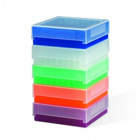 Bel-Art Polypropylene Cryobox, 9x9 Layout, Holds 0.5, 1.5, and 2.0 mL Vials, Blue