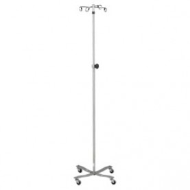Blickman Industries 0571410400 IV Stand, 4 Hook, Tru Loc Mechanism, 4 Leg, Flat Band Stainless Steel Base (DROP SHIP ONLY)
