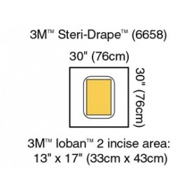 3M Health Care 6658 Surgical Drape Pouch, 30" x 30", Incise 13" x 17", 5/bx, 4 bx/cs (Continental US+HI Only)