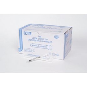 Exel Corporation 26050 Syringe Only, 1mL, Luer Lock, 100/bx, 10 bx/cs (60 cs/plt)