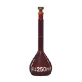 37462 BrandTech Volumetric Flask, Borosilicate Glass, Class A, Amber, 10 mL,  Tolerance, Non-Graduated Graduations (Individually packaged)