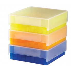 Heathrow Scientific 81-Well Microtube Storage Box, Fits 1.5 and 2.0mL Tubes and Vials, Yellow