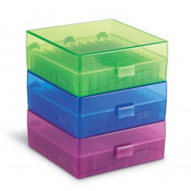 Heathrow Scientific 100-Well Microtube Storage Box, Fits 1.5 and 2.0mL Tubes, Assorted Colors