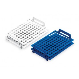 heathrow scientific microcentrifuge tube rack, blue and white