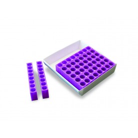 Heathrow Scientific TracRack®, 64-Well, Fits 1.5 and 2.0 mL Tubes, Purple