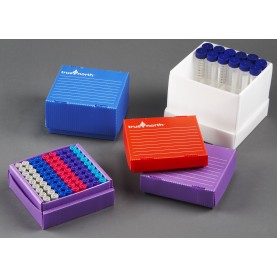 Heathrow Scientific True North® Corrugated Cryobox, 81 Places, Fits 1.5 and 2.0mL Tubes, Blue