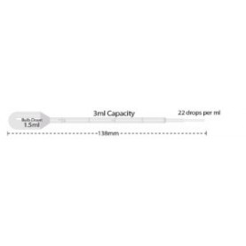 P4117-11 MTC BIO Short Bulb,Extended Tip Transfer Pipette, 3.0 mL, 138 mm (500 Individually Wrapped Packaged)