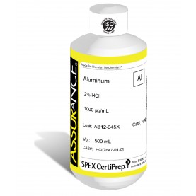 Assurance Grade Aluminum for AA and ICP, 1,000 ug/mL (1,000 PPM), 500 mL, in 2% HCl, SPEX Certiprep, PLAL1-2X