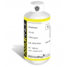 Assurance Grade Aluminum for AA and ICP, 10,000 ug/mL (10,000 PPM), 500 mL, in 5% HCl, SPEX Certiprep, PLAL1-3X