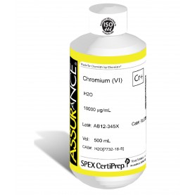 Assurance Grade Chromium +6 for AA and ICP, 10,000 ug/mL (10,000 PPM), 500 mL, in H2O, SPEX Certiprep, PLCR9-3X