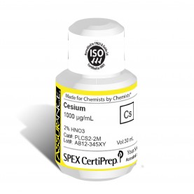 Assurance Grade Cesium for AA and ICP, 1,000 ug/mL (1,000 PPM), 30 mL, in 2% HNO3, SPEX Certiprep, PLCS2-2M