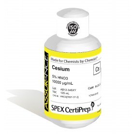 Assurance Grade Cesium for AA and ICP, 10,000 ug/mL (10,000 PPM), 125 mL, in 5% HNO3, SPEX Certiprep, PLCS2-3Y