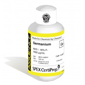 Assurance Grade Germanium for AA and ICP, 1,000 ug/mL (1,000 PPM), 125 mL, in H2O / .16% F-, SPEX Certiprep, PLGE9-2Y