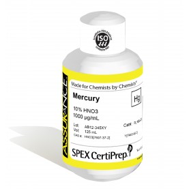 Assurance Grade Mercury for AA and ICP, 1,000 ug/mL (1,000 PPM), 125 mL, in 10% HNO3, SPEX Certiprep, PLHG4-2Y