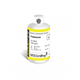 Assurance Grade Potassium for AA and ICP, 1,000 ug/mL (1,000 PPM), 250 mL, in 2% HNO3, SPEX Certiprep, PLK2-2T