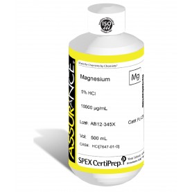 Assurance Grade Magnesium for AA and ICP, 10,000 ug/mL (10,000 PPM), 500 mL, in 5% HCl, SPEX Certiprep, PLMG1-3X