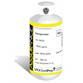 Assurance Grade Manganese for AA and ICP, 10,000 ug/mL (10,000 PPM), 500 mL, in 5% HNO3, SPEX Certiprep, PLMN2-3X