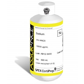 Assurance Grade Sodium for AA and ICP, 10,000 ug/mL (10,000 PPM), 500 mL, in 5% HNO3, SPEX Certiprep, PLNA2-3X