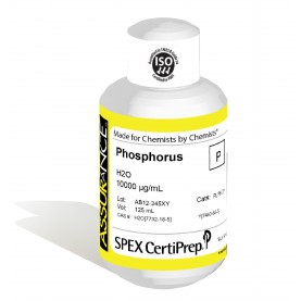 Assurance Grade Phosphorus for AA and ICP, 10,000 ug/mL (10,000 PPM), 125 mL, in H2O, SPEX Certiprep, PLP9-3Y