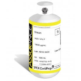 Assurance Grade Silicon for AA and ICP, 10,000 ug/mL (10,000 PPM), 500 mL, in H2O / 4% F, SPEX Certiprep, PLSI9-3X