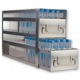 Argos Technologies Upright Freezer Drawer Rack for 15 mL Centrifuge Tubes, Holds 120 Tubes, Stainless Steel (1 Rack)