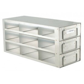 Argos Technologies Upright Freezer Drawer Rack for 2" Cryoboxes, Holds 9 Boxes, Stainless Steel, 3 x 3 (1 Rack)